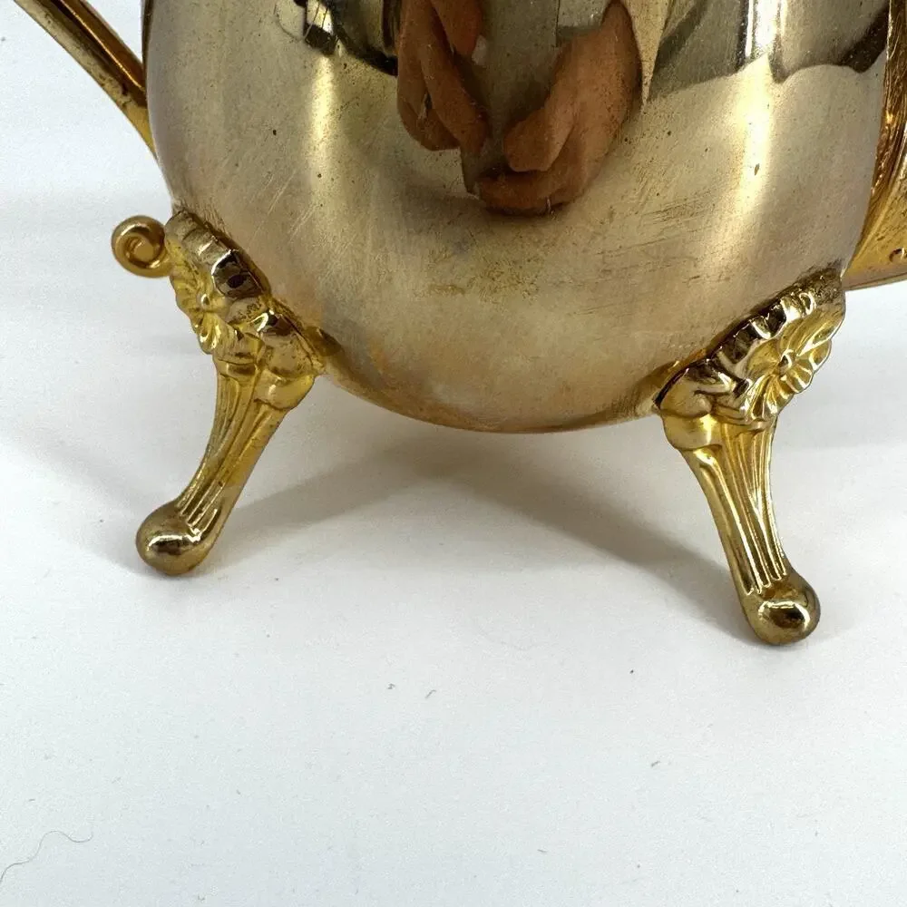 Shiny Brass/Gold Regency Lidded Coffee Pot Vintage Tablescape 9in Tall